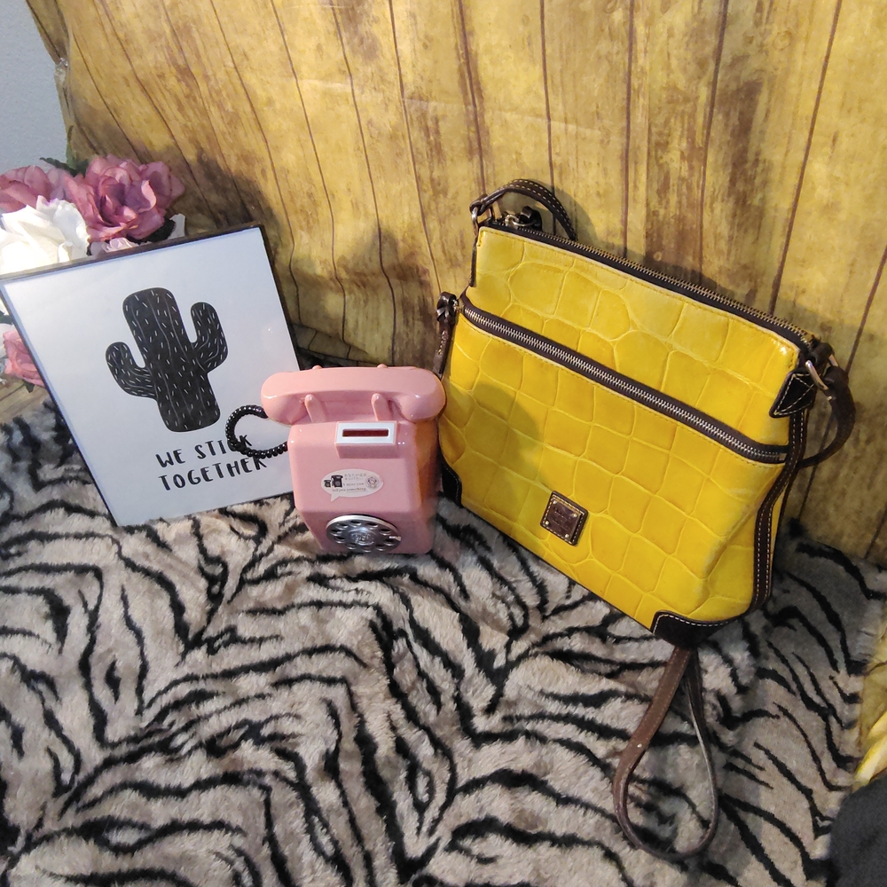 Dooney & Bourke Yellow Croc-Embossed Bag